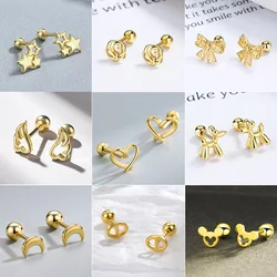 Pendientes de cartílago con forma de corazón para mujer, aretes con forma de globo, perro, bola, Color dorado, hélice, Concha, Tragus, coclear, Piercing para adolescente