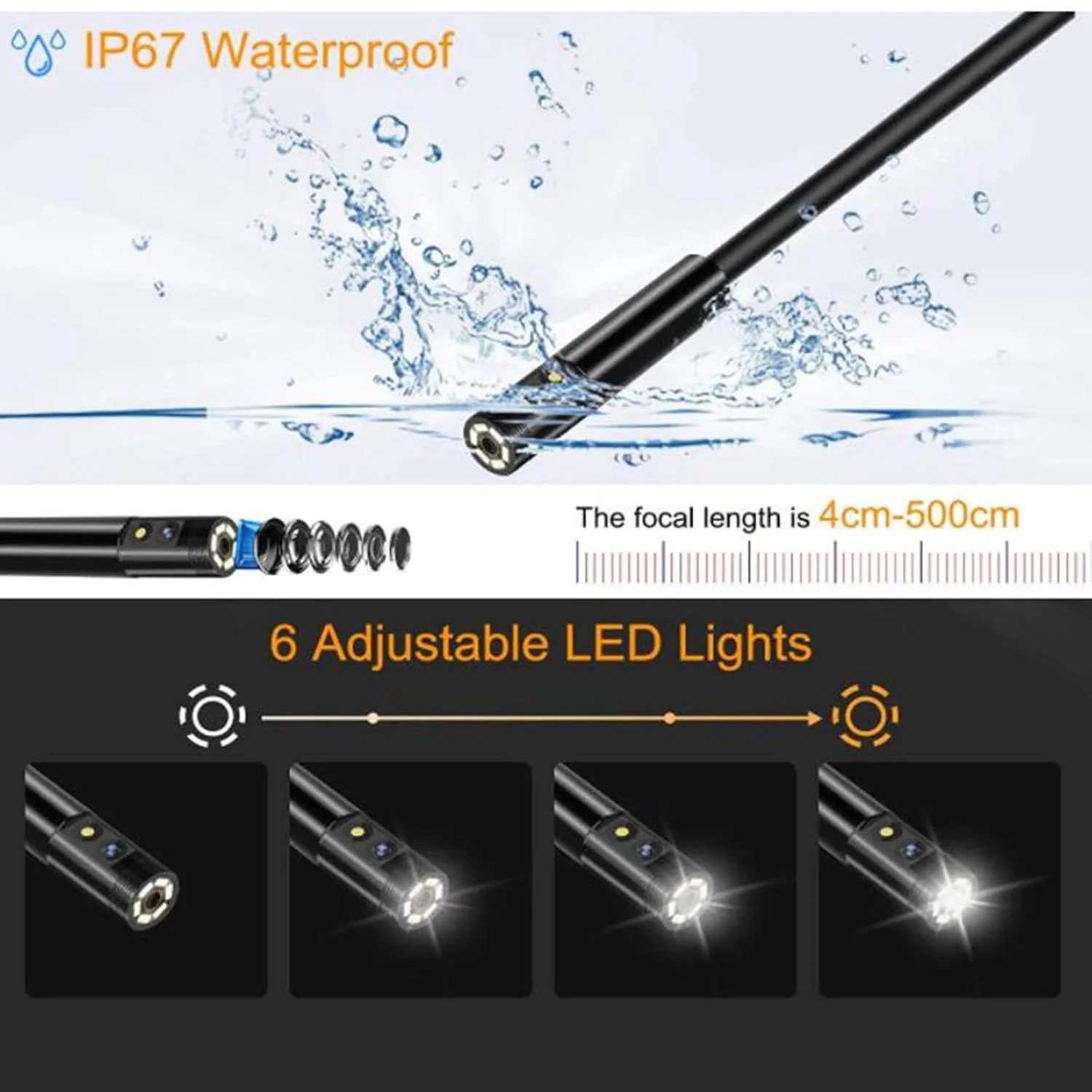 Industrial Piping Channel Sewer Inspection Video Automotive Professional Boroscope Endoscope Camera Endoscope Dual Lens For Cars