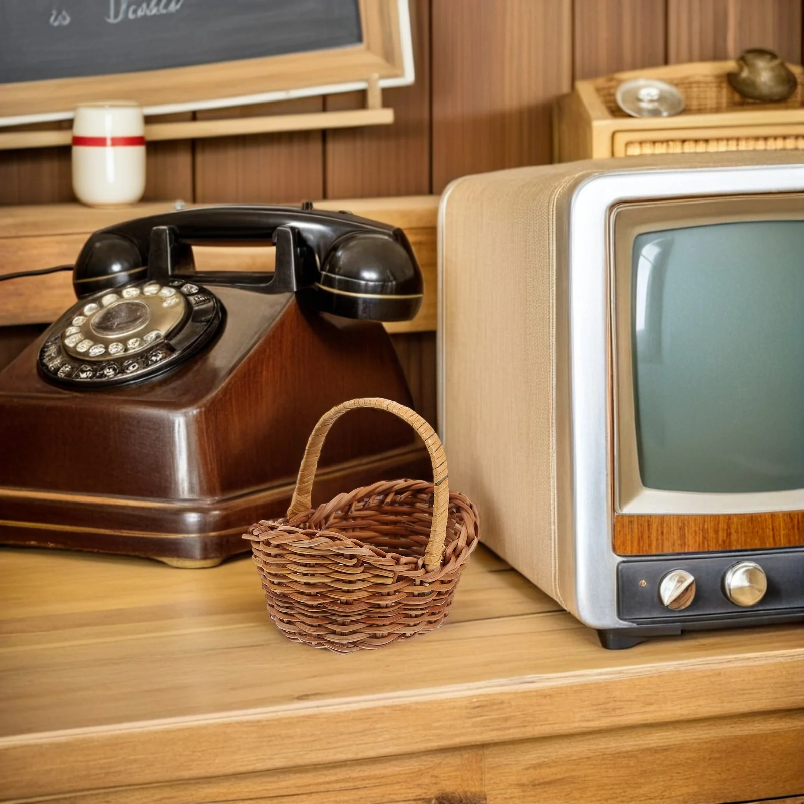 

6Pcs Handwoven Mini Rattan Baskets with Handle Natural Rustic Portable Storage Flower Picnic Baskets Mini Woven Basket