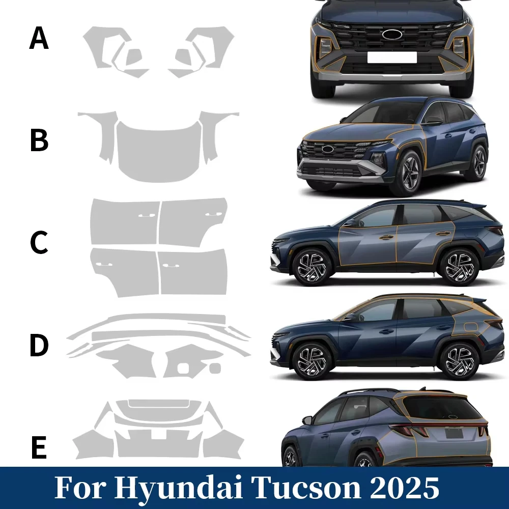 

For Hyundai Tucson N Line 2025 TPU Body Bumper Door Pre-cut Sticker Paint Protection Film PPF Scratch-resistant And Transparent
