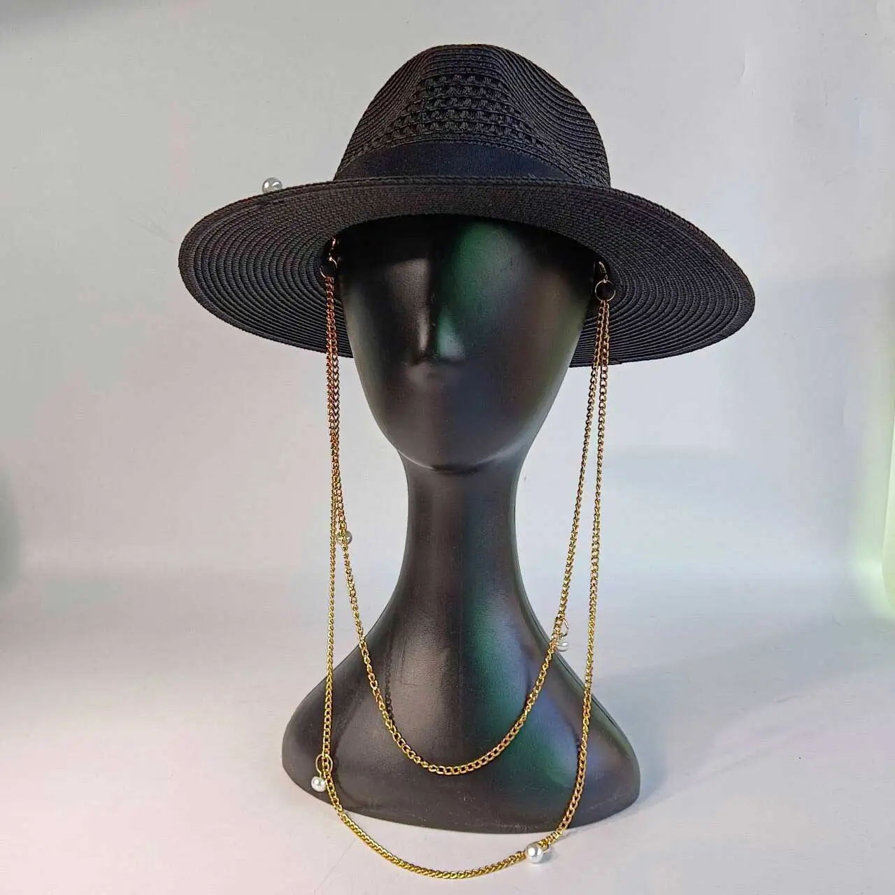 Summer straw hat chain  durable with chin strap  summer outdoor beach sun hat  Panama  UPF 50+straw hat chapeau femme