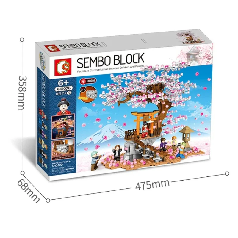 SEMBO Cherry Blossom Series Small Particles Building Block Assembly Model DIY Toys Desktop Decoration Puzzle Girls BirthdayGift