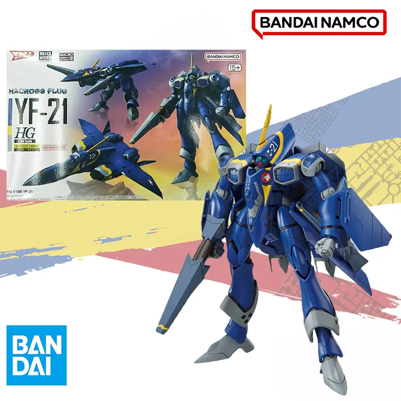 Bandai Original In Stock HG plus 1/100 VF-21 CUSTOM MACROSS PLUS Aninm full Action Assembly Figure Model Toy Gifts for kids set