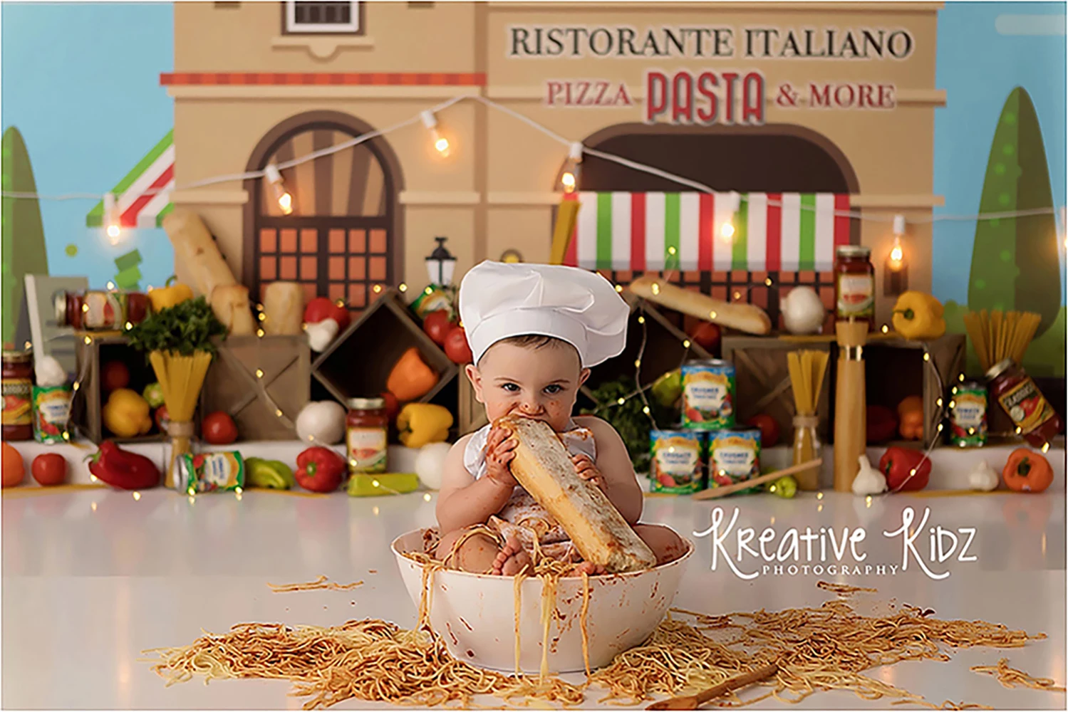 Ristorante Italiano Backdrops Kids Baby Birthday Cake Smash Photocall Props Restaurant Kitchen Backgrounds