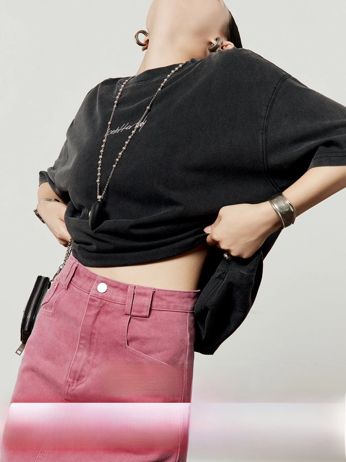 

Bla Loose ort Sve T-irt Women's Vintage Worn Summer New Sle Versatile Casual Crew Ne Top by Zhou Li Wu