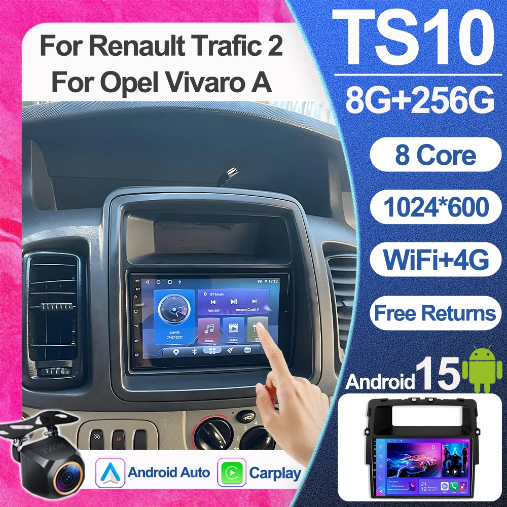 Radio para coche de 7 pulgadas para Renault Trafic 2, Opel Vivaro A, Nissan Primastar 2006 - 2014, con Carplay, GPS, navegación, Android Auto, sin 2din