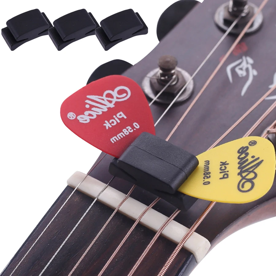 Portable Pick Clip Set 5pcs Fixed String Type Guitar Pick Clip & 10pcs Mix Size Pick Performance Pick Storage Guitar Accessories