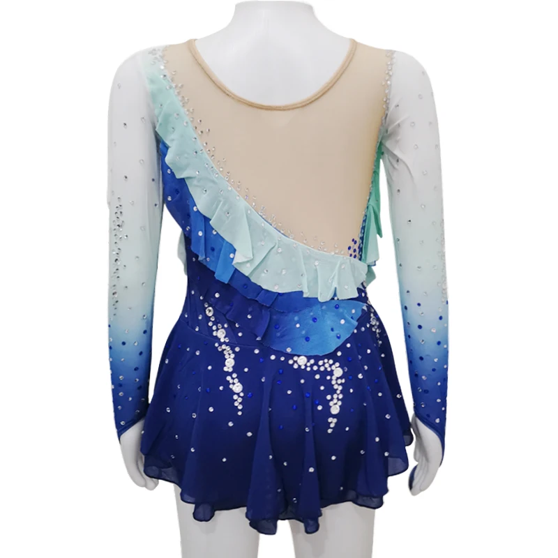 Figure Skating Performance Clothing Children's Adult Skating Performance Grading Clothing Artistic Gymnastics Clothing Blue