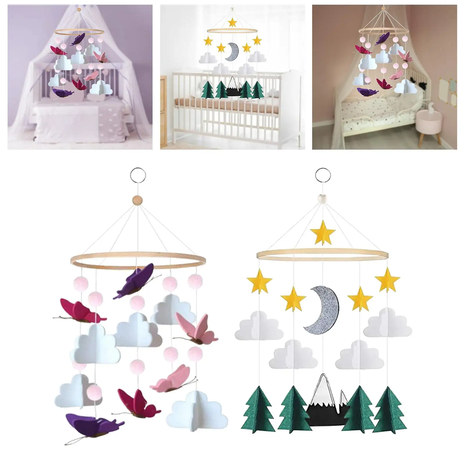 Baby Crib Mobile Wind Chimes Soothing Emotions Rotating Wind Bell for Room Bedroom