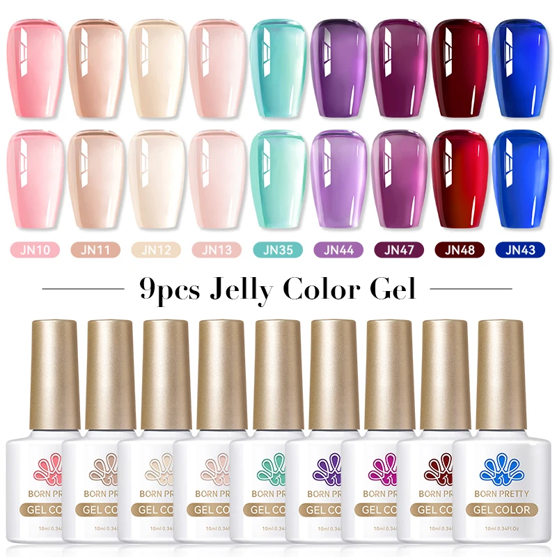 Born bonito 9 pçs neon amarelo verde gel unha polonês conjunto semi permanente embeber fora uv led verniz salão de beleza suprimentos conjunto kits