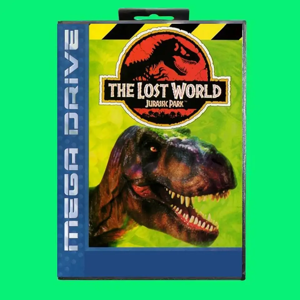 Cartão de jogo Lost World Jurassic Park MD de 16 bits com caixa para cartucho de console de videogame Sega Megadrive Genesis