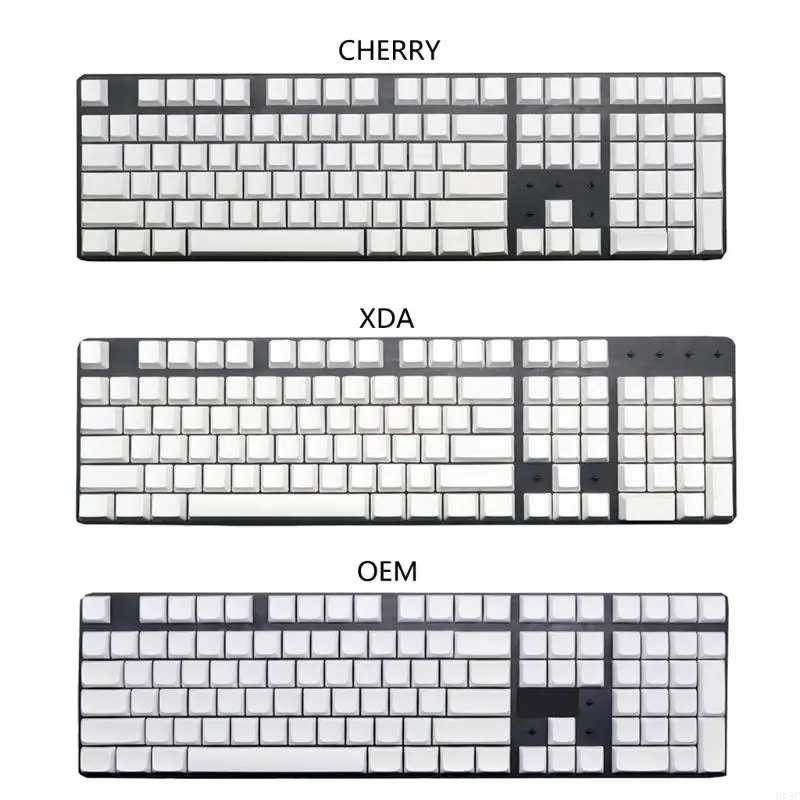 918C 108Pcs PBT Blank DIY Keycap Mechanical Keyboard Cherry OEM XDA No Print White Keycap Set for Cherry MX Switches