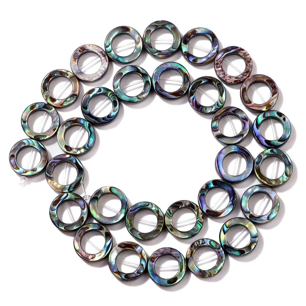 Round Doughnut Shape Abalone Shell Beads Hollow Out Natural Shell Loose Beads Used for DIY Jewelry Making Necklace Bracelet 13MM