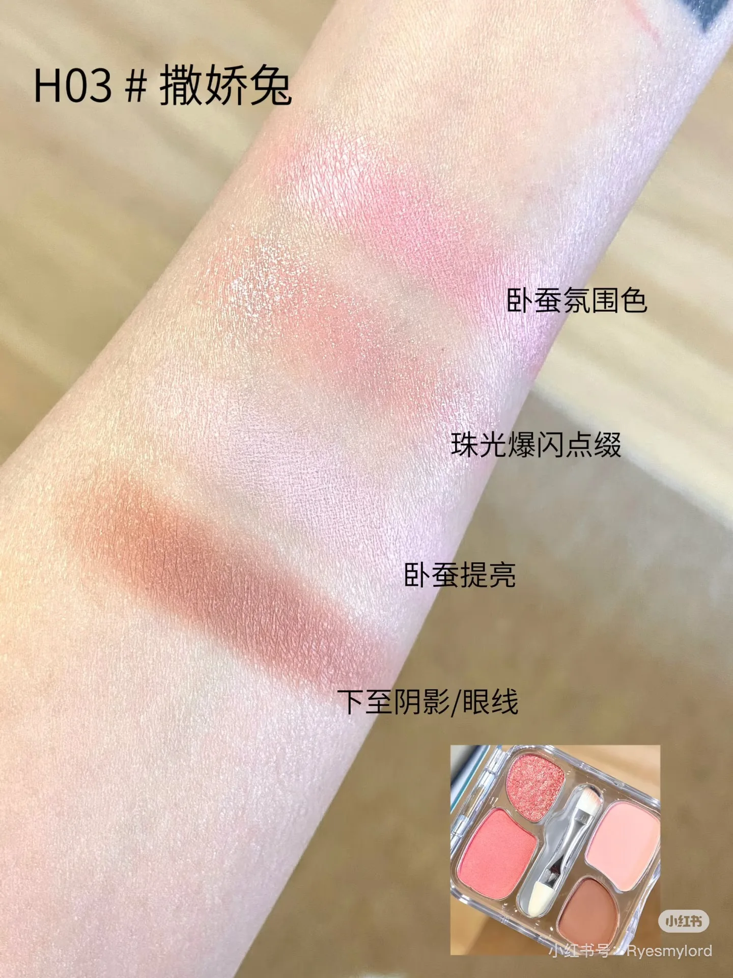 Ombretto 4 colori sdraiati Silkworm Blush Ombretto Evidenzia tavolozza di contorni Trucco occhi glitterati