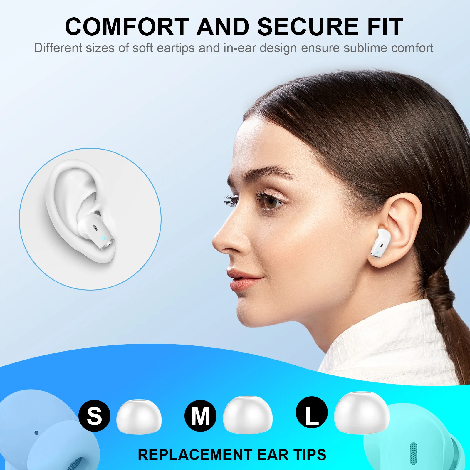 Wireless Earbud, Bluetooth 5.3 Headphones Built in Noise Cancelling Mic, 40H Playtime LED Display Wireless Earphones.