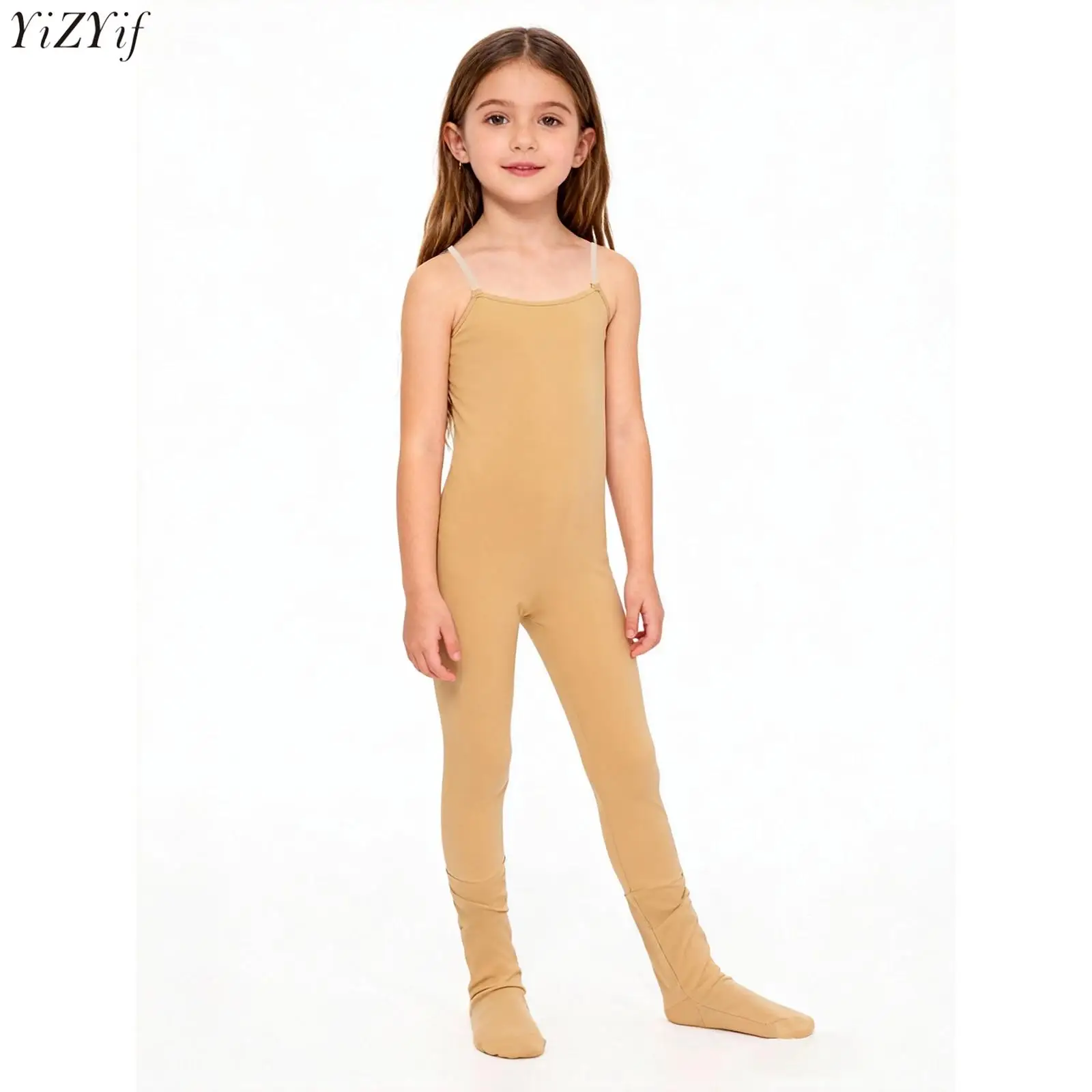 

Ballet Dance Full Length Camisole Leotard Girls Adjustable Straps Sleeveless Footed Gymnastics Unitards Figure Skating Jumpsuits