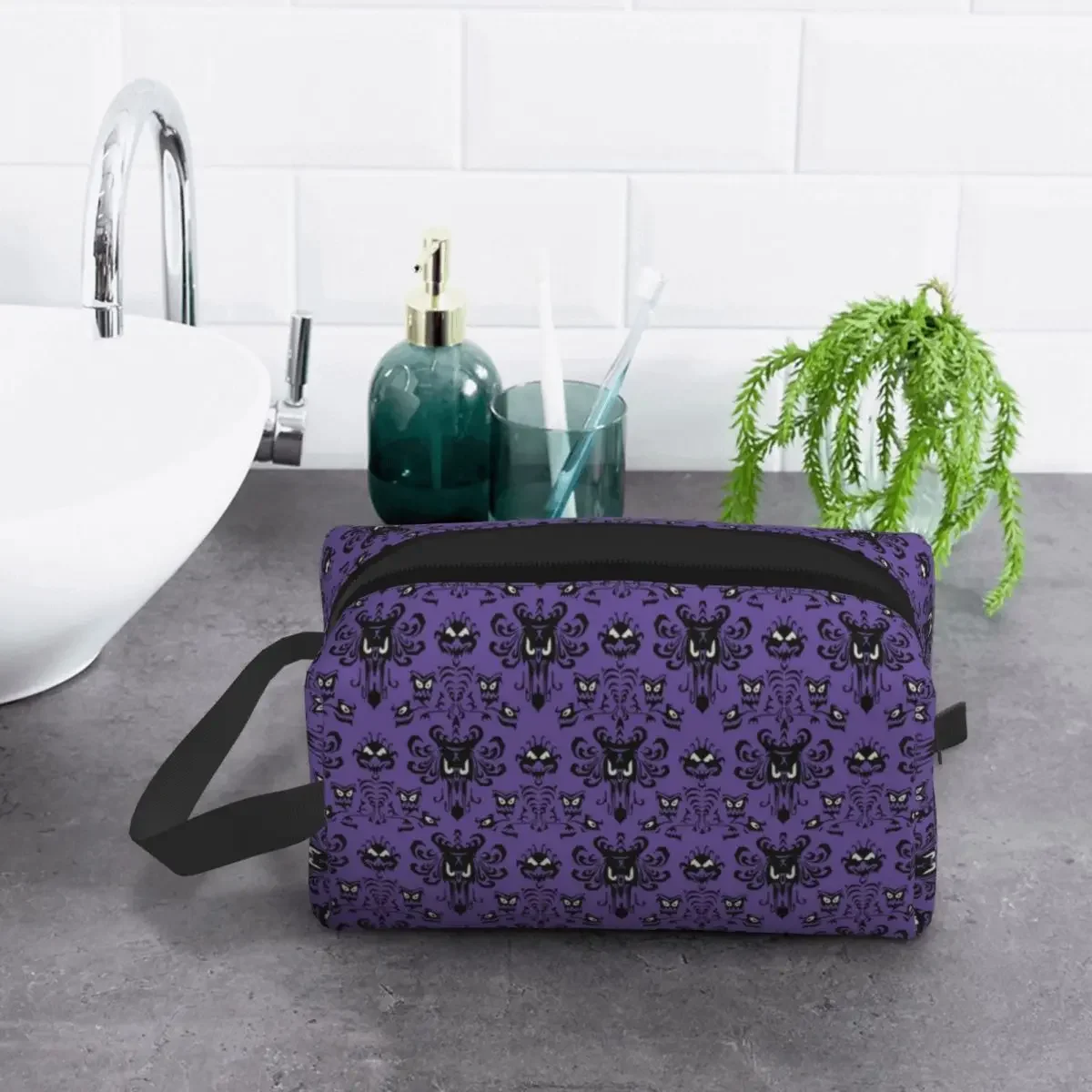 Viagem mansão assombrada saco de higiene pessoal halloween fantasma feliz haunts maquiagem organizador cosmético para mulheres armazenamento beleza dopp kit caixa