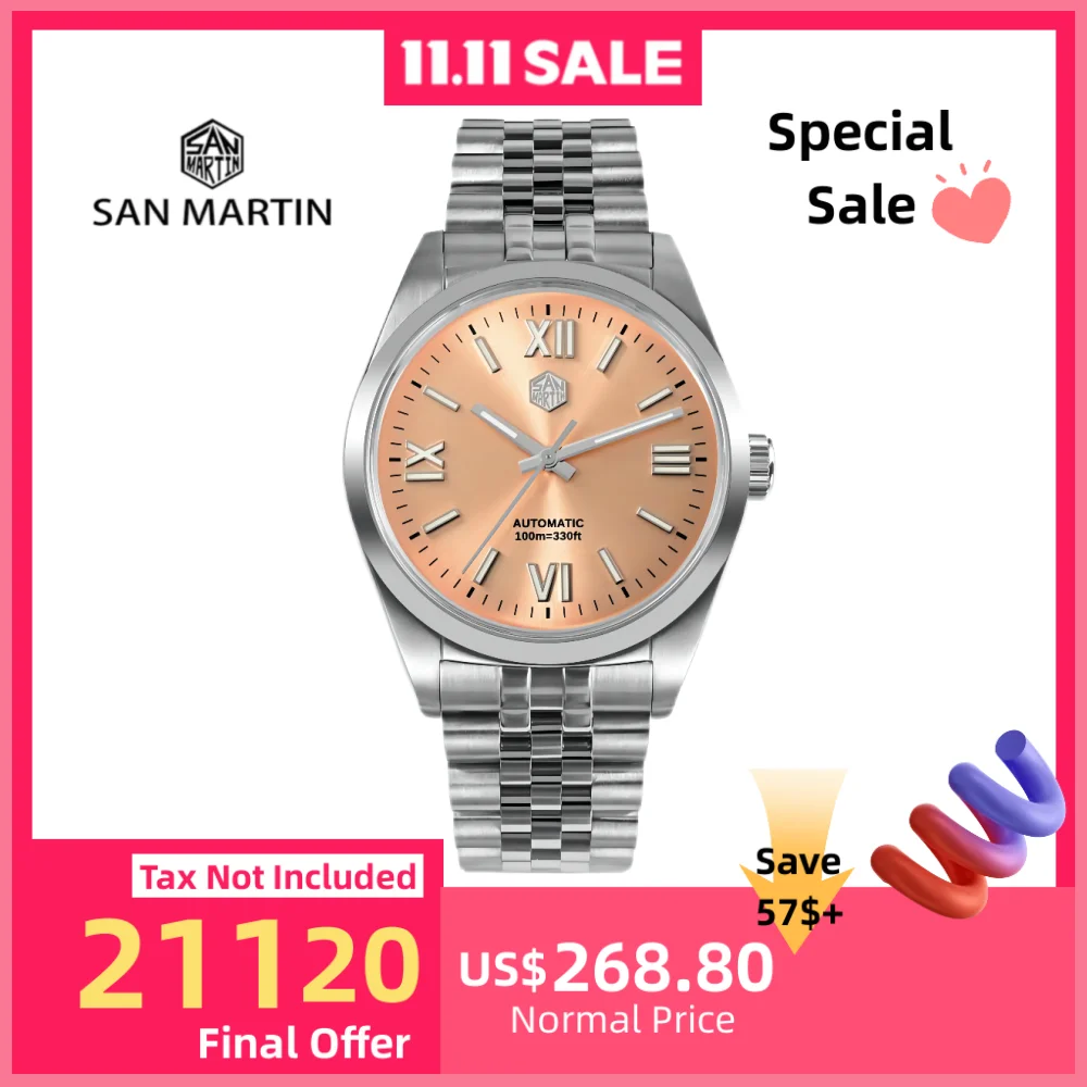 

San Martin 38.5mm YN55 Automatic Mechanical Watch Men Wristwatch Luxury Waterproof 10ATM Vintage Business Classic Satti SN0050-2
