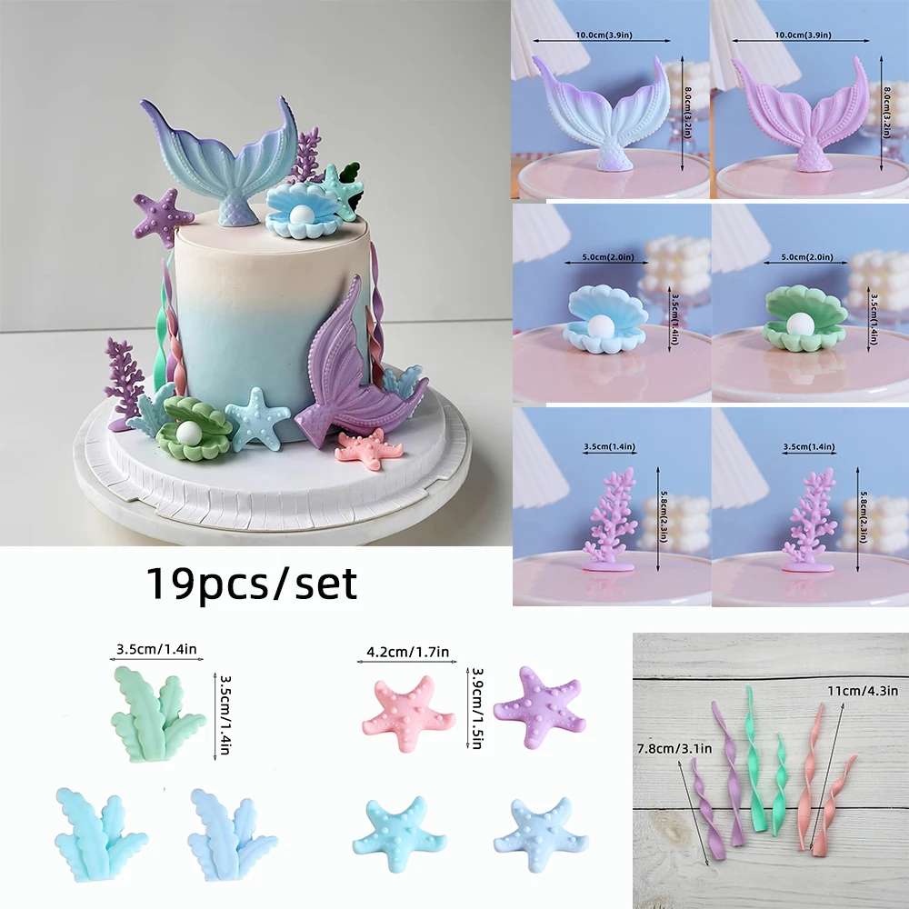 Under The Sea Kuchen-Topper-Set, orangefarbener Oktopus, Delfin, Krabbe, Agouti für Jungen und Mädchen, Geburtstag, Babyparty, Marine-Thema, Party-Dekoration – Detail 36