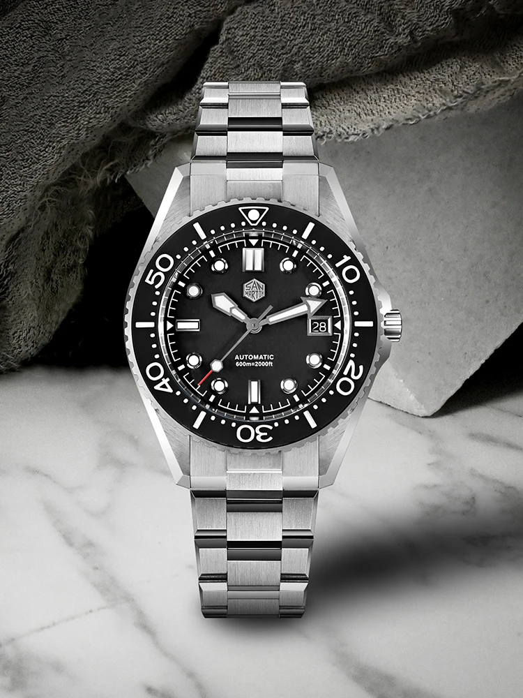 San Martin New 41mm ST2130 Sport Diving Men's Automatic Watches Sapphire 3H Date 60ATM Helium Escape Valve BGW-X1 Reloj SN0036C