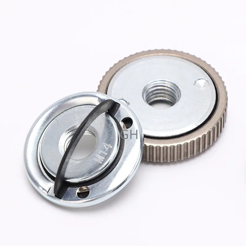 M14 ด้ายเครื่องบดมุม Self-locking กดแผ่นเครื่องบดมุม QUICK RELEASE FLANGE NUT Clamping Power Chuck เครื่องมืออะไหล่ 1PC