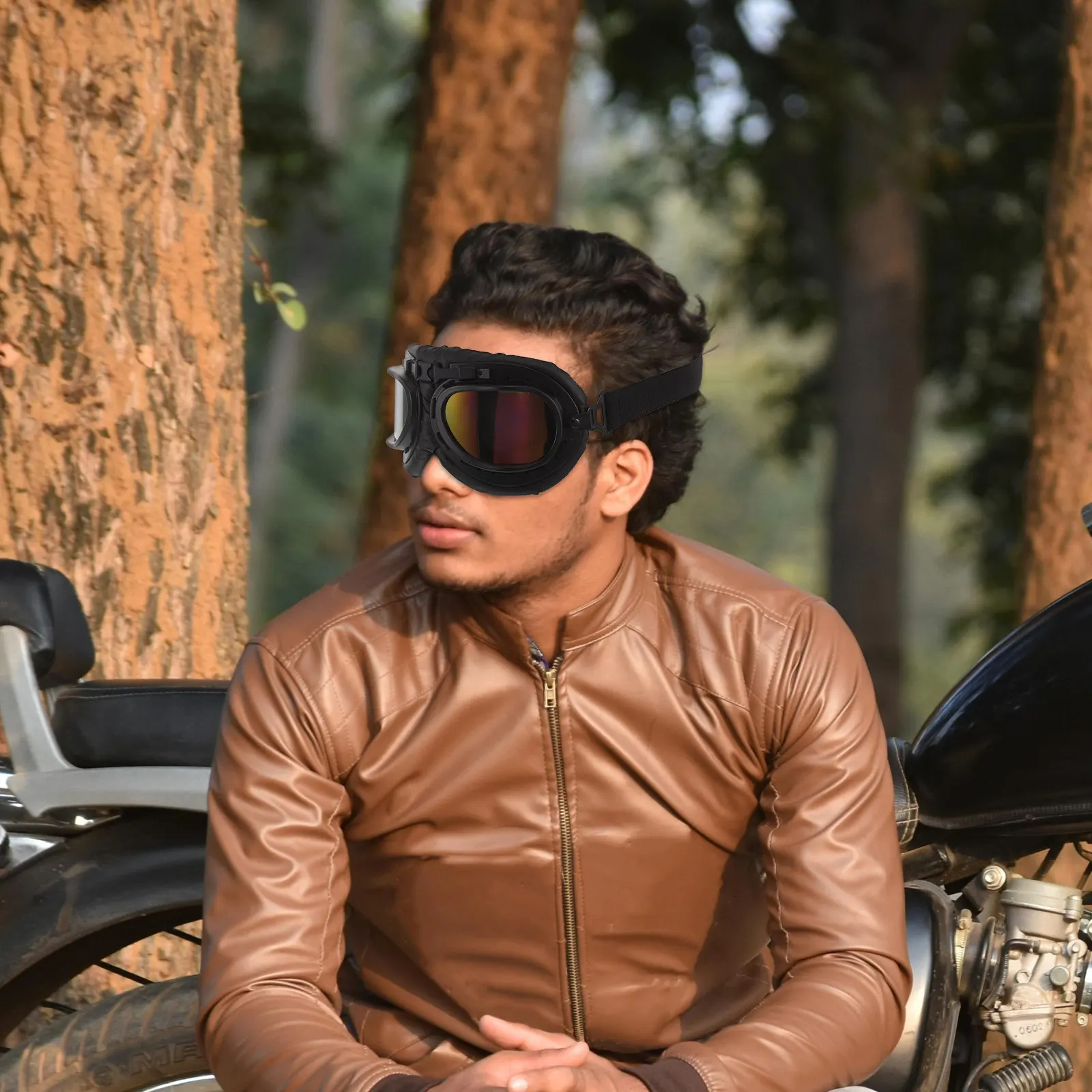 

Vintage Motorcycle Goggles Retro Steampunk Windproof Riding Glasses for Men Women Cycling Dirt Bike Road Outdoor Night Sand