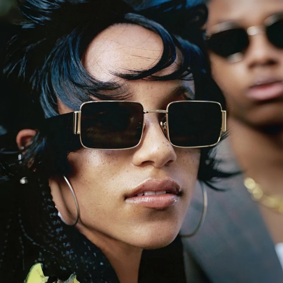 

Новые авангардные персонализированные металлические квадратные очки унисекс для уличной фотографии, в стиле хип-хоп, ретро, солнцезащитные очки