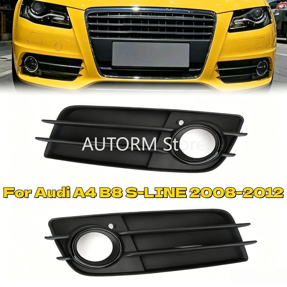 

Left&Right Car Front Bumper Fog Light Grille Replacement Cover 8K0807681C 8K0807682C For Audi A4 B8 S-LINE 2008-2012