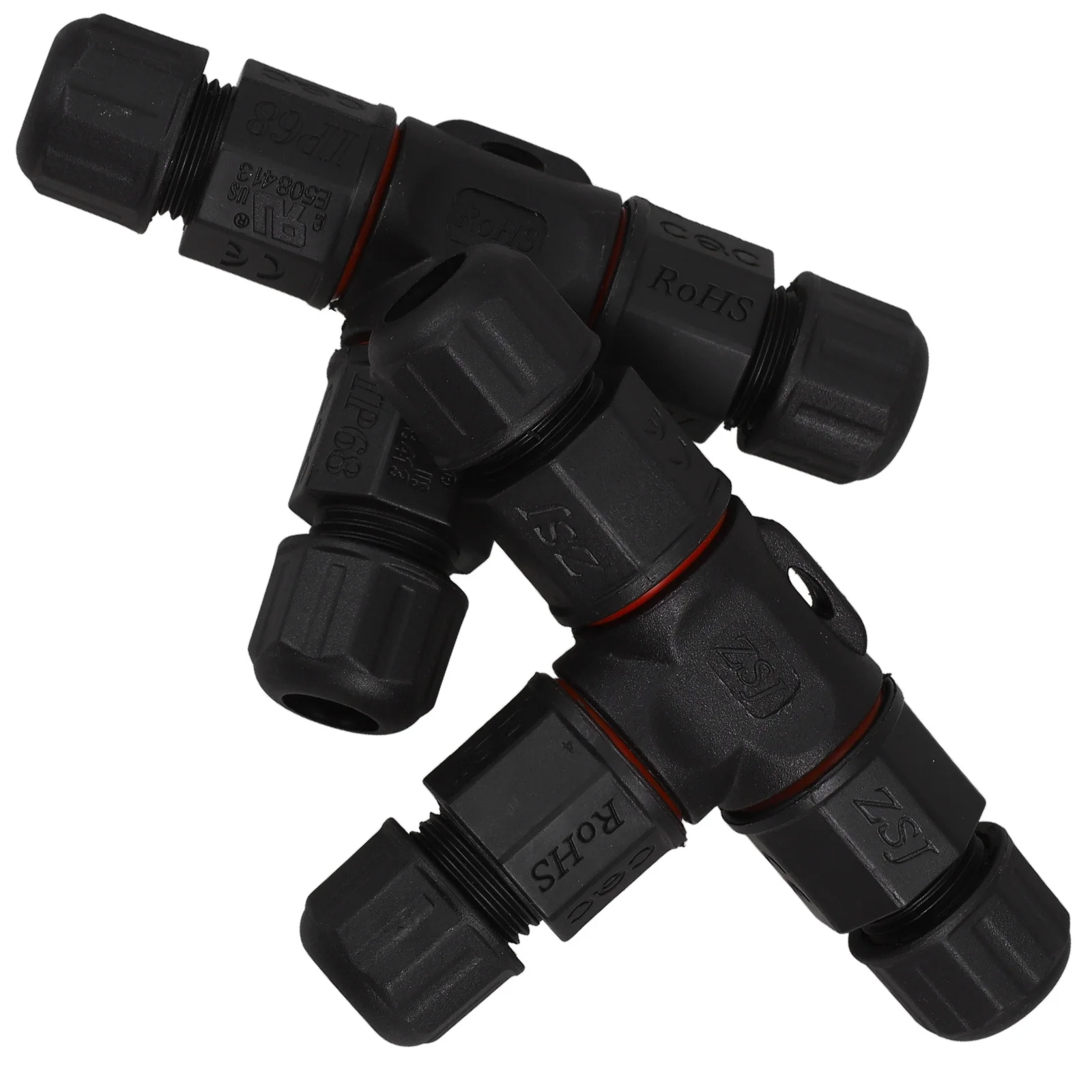 

2Pcs Waterproof Junction Box Cable Connector IP68 T Shape Outdoor LED Wire Connector Sleeve Black Junction Wire