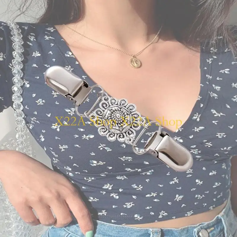 Unique Romance Alloy Flower Brooch For Women Multifunction As Sweater Clip And Scarf Holder