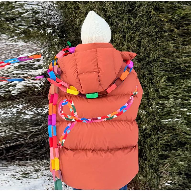 Polka Dot Padded Coat Color‑block Hooded Stand Collar Zipper Buttons Oversized Jacket 2026 Winter Women Warm Chic Casual Outfits