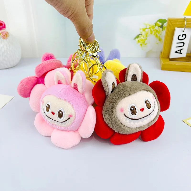 New Labubu Cartoon Donut Plush Toy Doll Keychain Bag Pendant Backpack Hanging Ornaments Accessories Lovely Gifts