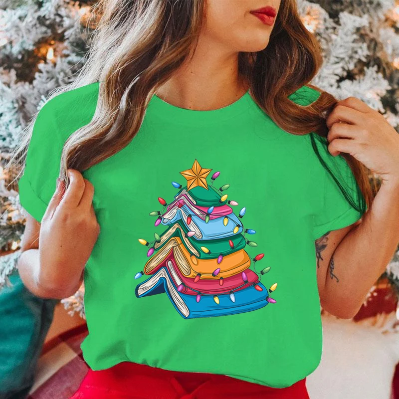 New Fashion Unisex T-Shirt Christmas Book Print Designed Summer Tops Tees Christmas T Shirts Women Men Personality T Shirts