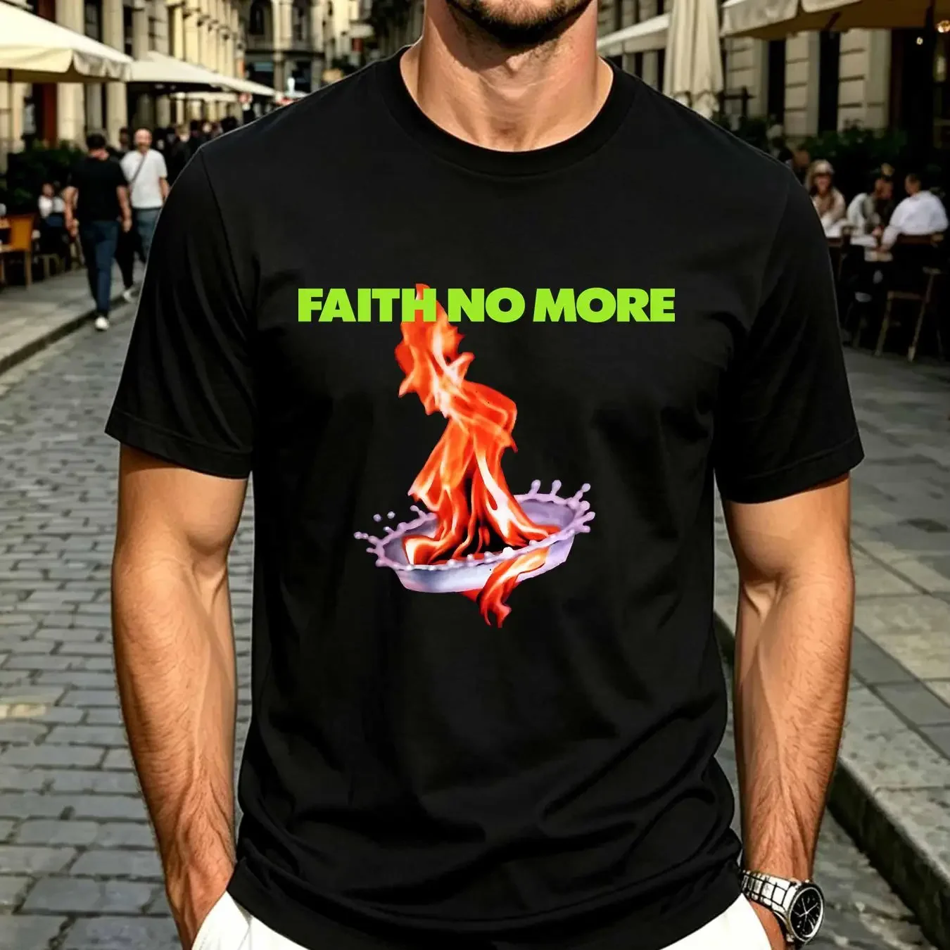 washed T Shirt The Real Thing Rock Band Faith No More Mike Bordin Billy Gould Vintage vintage Washed streetwear Breathable