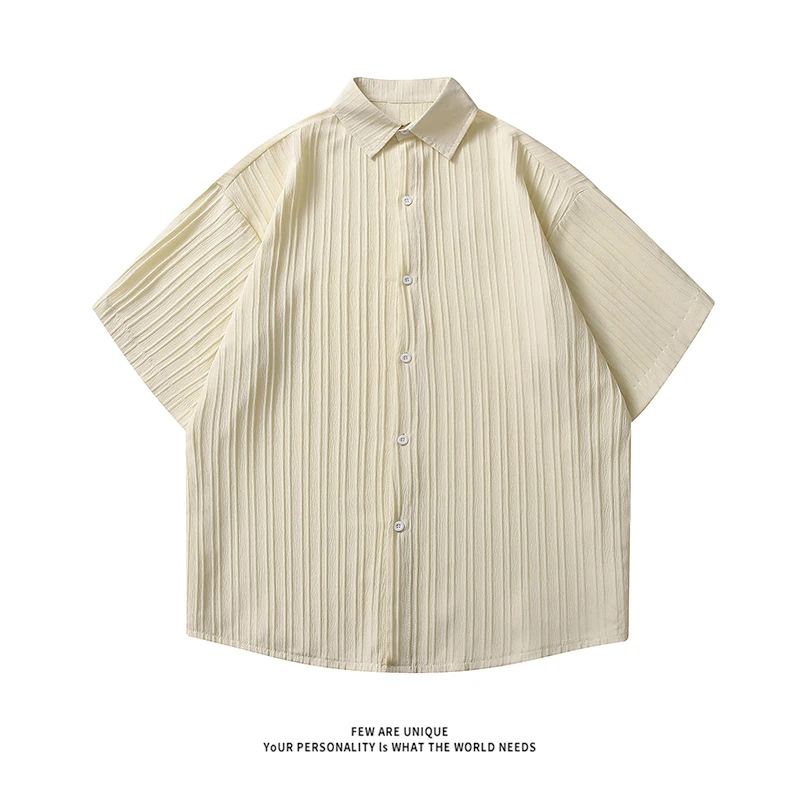 

Korean Fashion Summer Trendy Design Texture Short Sleeved Loose Men's Shirt