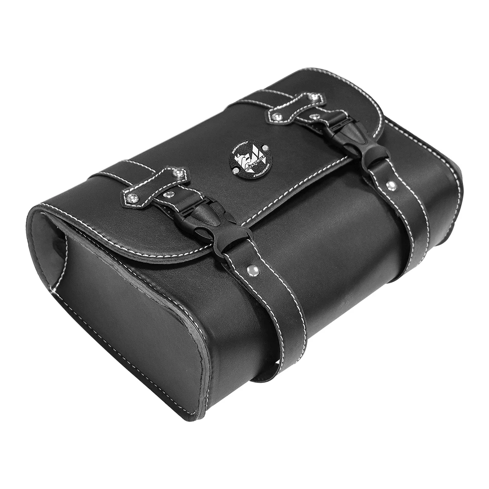 Universal Motorcycle Saddle Luggage PU Leather Bag Storage For Harley Davidson Side bag back seat bag