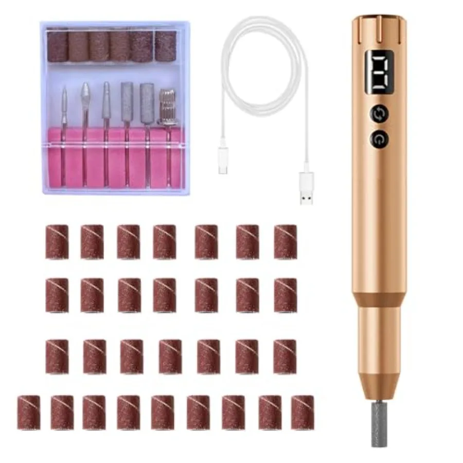 

Nail Drill Kit Electric Rechargeable Set Cordless Nail Art Grinding Machine Compact Professional Nail File for Gel Manicure Ped