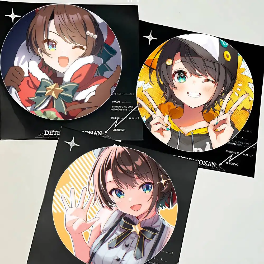 Oozora Subaru Anime Hololive Round Badge Lapel Pins For Backpacks Briefcase Laser Brooch Clothes Gifts