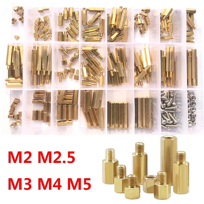 M2 M2.5 M3 M4 M5 Hex Brass Male Female Standoff  Stainless Steel Screw Nut Hexagon Threaded Pillar PCB Column Motherboard Spacer