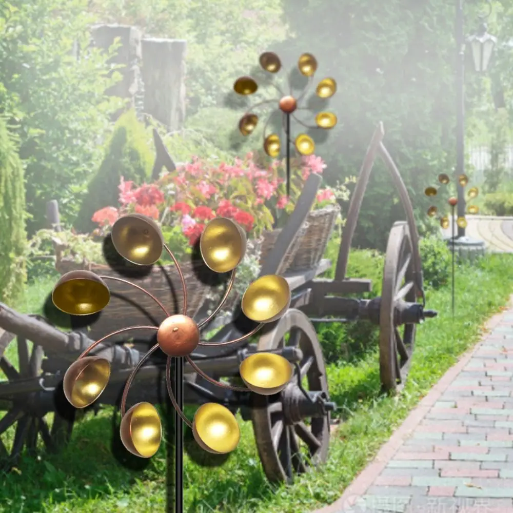 

Art Decoration Metal Wind Rotator Iron Art Rotating Wind Gyro Detachable Creative Flower Shaped Windmill Backyard Patio