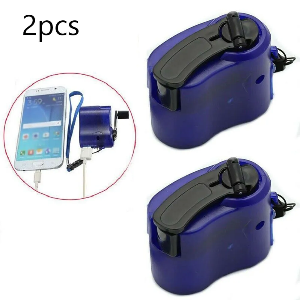 2pcs Hand Crank Phone Charger USB Charger Mini Manual Generator Dynamo Mobile Charger For Outdoor Power Tools Spare Parts