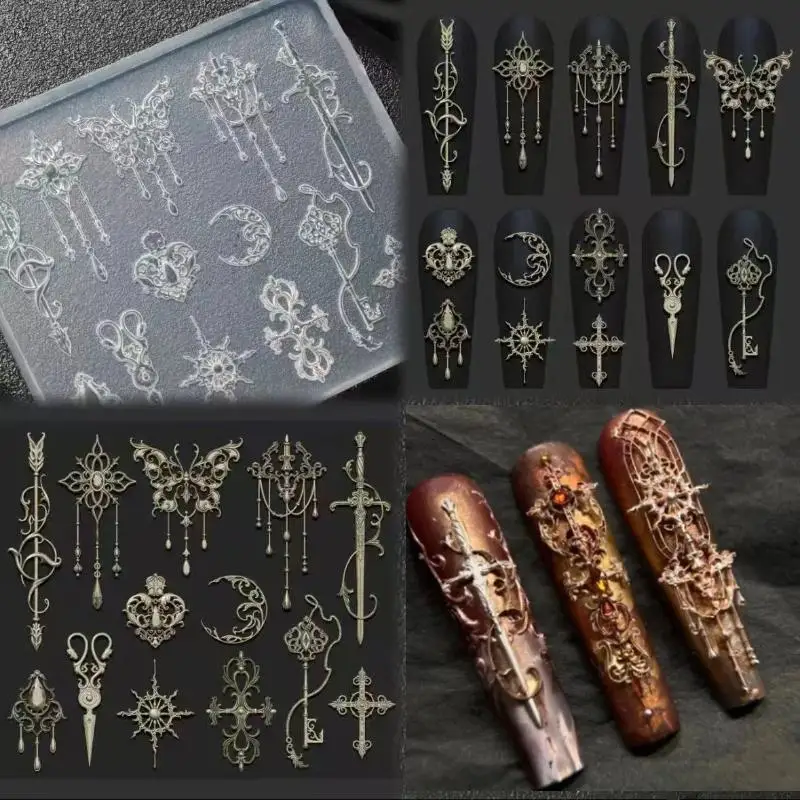 1 قطعة النمط الأوروبي الرجعية ثلاثية الأبعاد الإغاثة قالب من السيليكون ، الزهور الشفافة ربطة القوس فيونكة مسمار الفن سيليكون نحت قالب قالب القالب