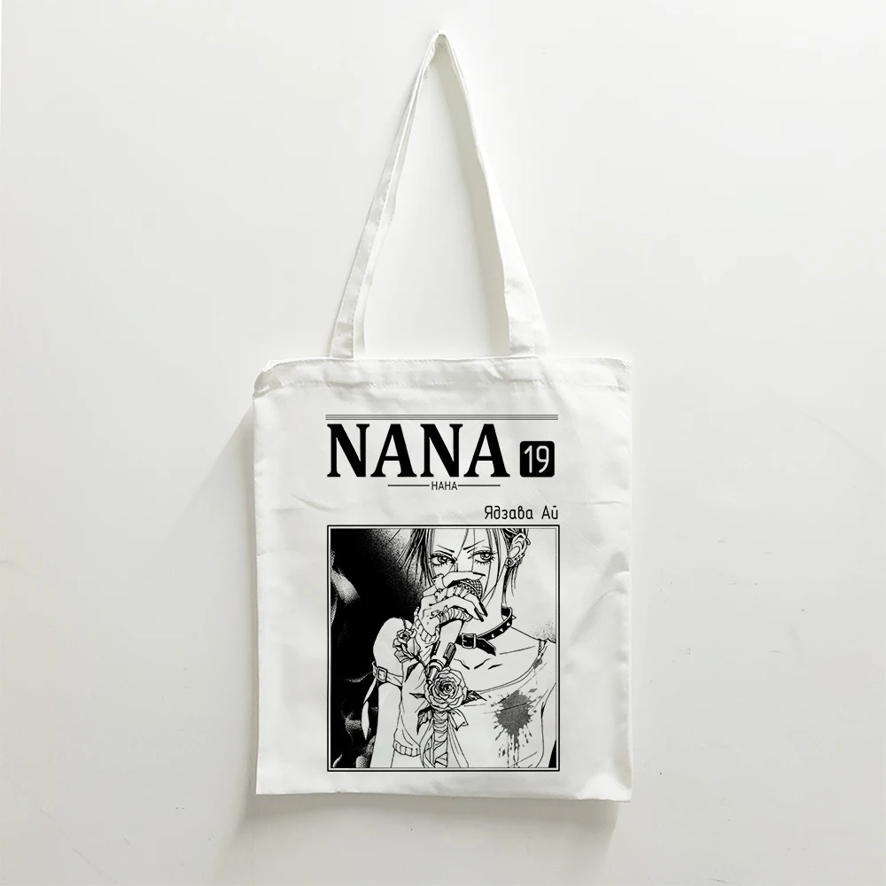 Canvas Nana Print Shoulder Bag para mulheres, sacolas de compras femininas, tecido de algodão, bolsas de mercearia, sacola de livros para meninas