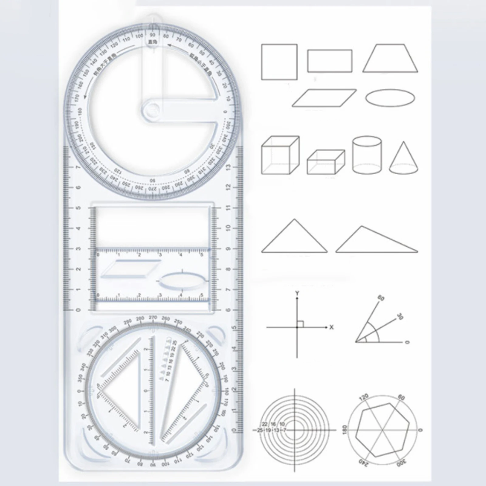 Righello geometrico multifunzionale strumento di misurazione del modello di disegno geometrico per la regola di misurazione dell\'architettura