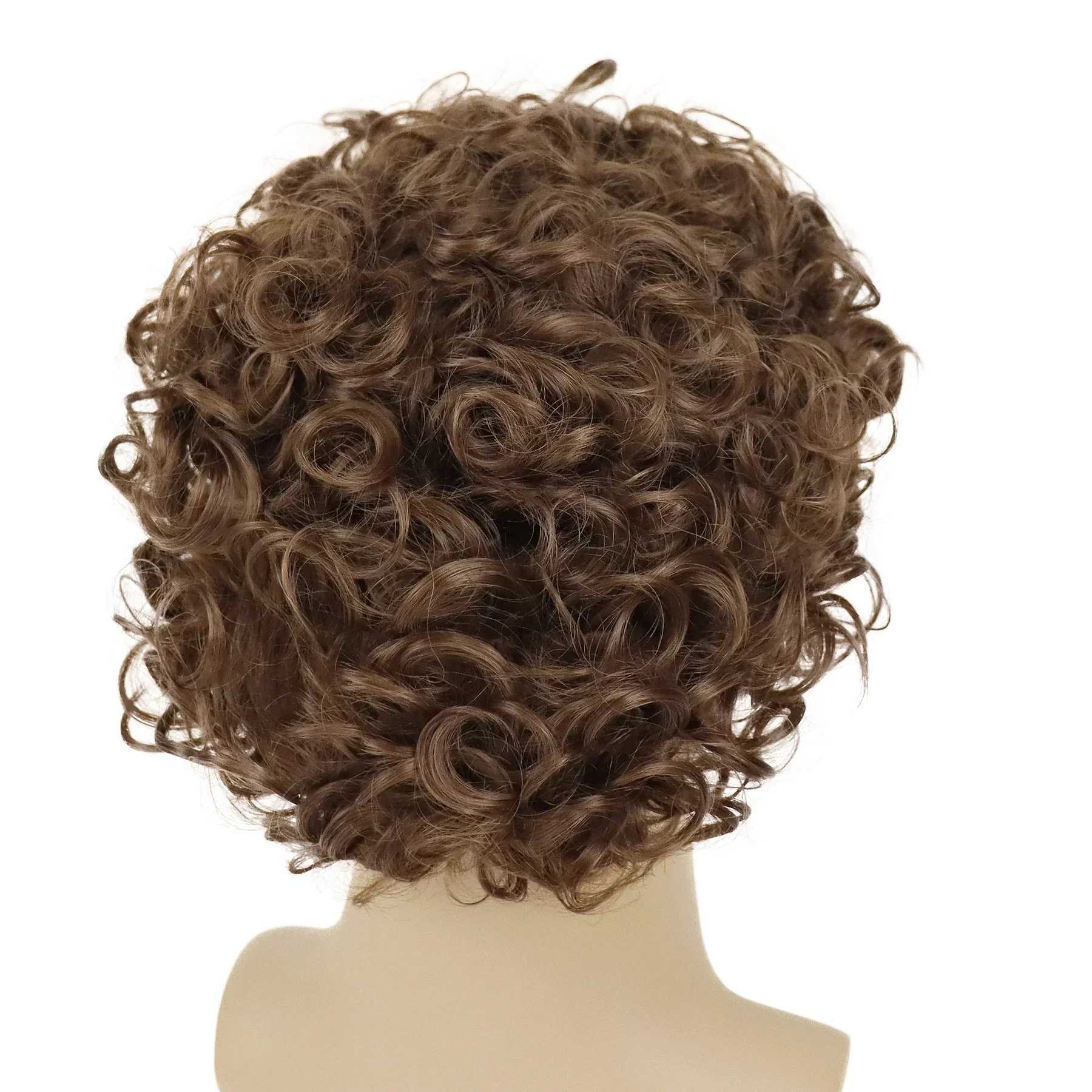 GNIMEGIL Men Wigs Natural Hairstyle Synthetic Fiber Short Brown Wig with Bangs Curly Wig Cosplay Carnival Halloween Costume Wig