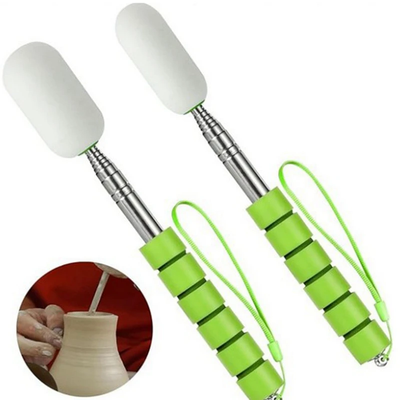 ABDJ-2Pcs Telescoping Sponge Stick For Pottery, Pottery Sculpture Sponge Holder Ceramic Throwing Stick Pottery Trimming Tools
