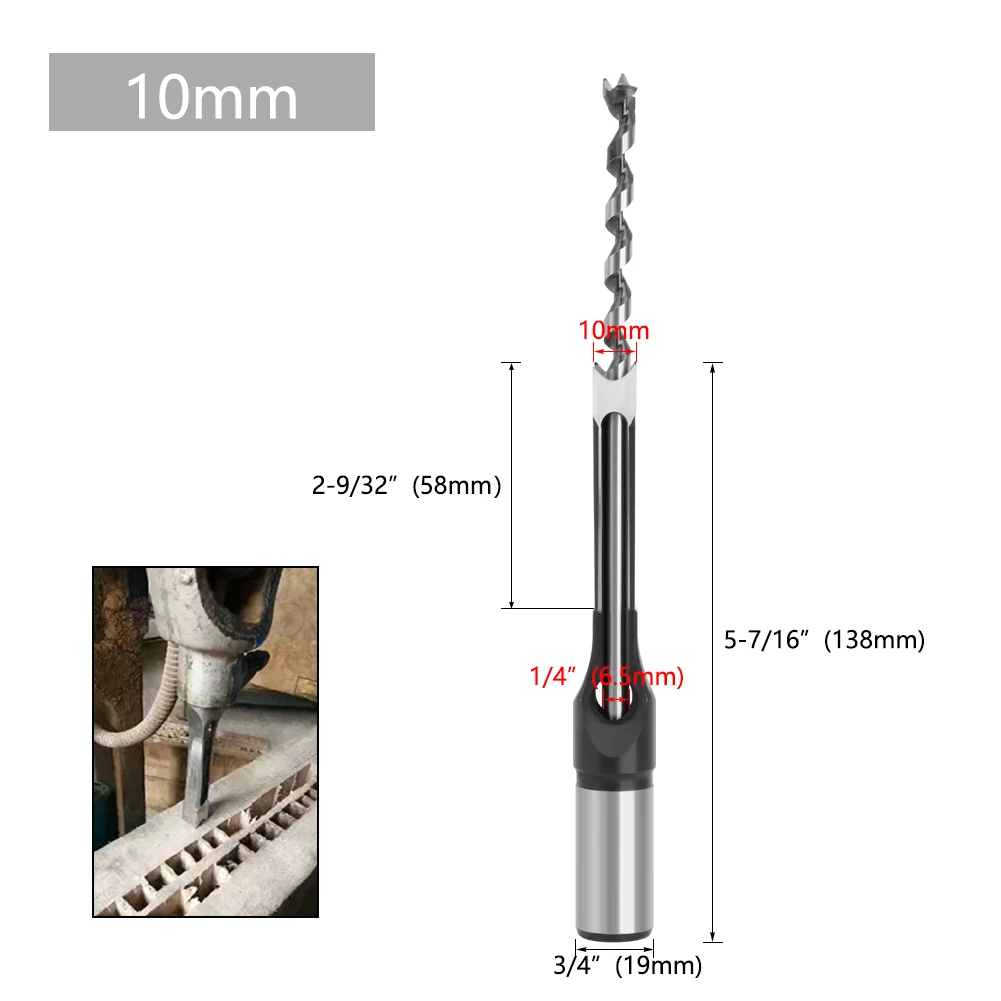 1pc HSS Spiralbohrer Quadratische Schnecke Stemmen Meißel Bohrer Set Quadratisches Loch Holzbearbeitung Bohrer Werkzeuge Kit Set Erweiterte säge BH01 – Detail 6