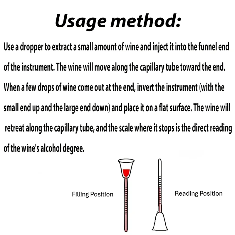 A Set of 1 Alcohol Content Meter with Dropper, Suitable for Manually Measuring the Alcohol Content of Wine (Can Measure from 0 to 25) ° Home Brewing, Laboratory Winemaking, Cocktail Mixing, Alcohol Reading Tester, Manual Measurement, with Alcohol Extraction Dropper, Suitable for Measuring Beer, Champagne, Cocktails, Rice Wine, Fruit Wine, Etc., with Clear Scale, Durable, Professional Brewing Tool. view 5