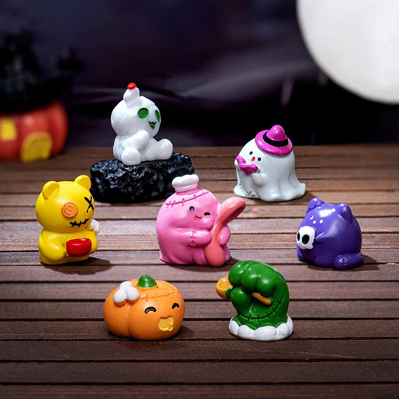 Mini Halloween Ghost Mummy Pumpkin Micro Landscape Creative Ornaments Miniature Figurines DIY Home Desktop Decoration Gifts