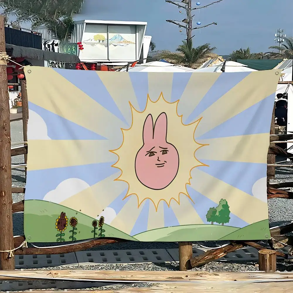 My F-Friend Pink Rabbit Funny Anime Banner INS Style Outdoor Party Decoration Atmosphere Flag